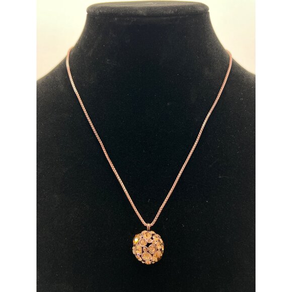 Fossil Rose Gold Crystal Ball Pendant Necklace With Decorative Key Clasp - Picture 1 of 7